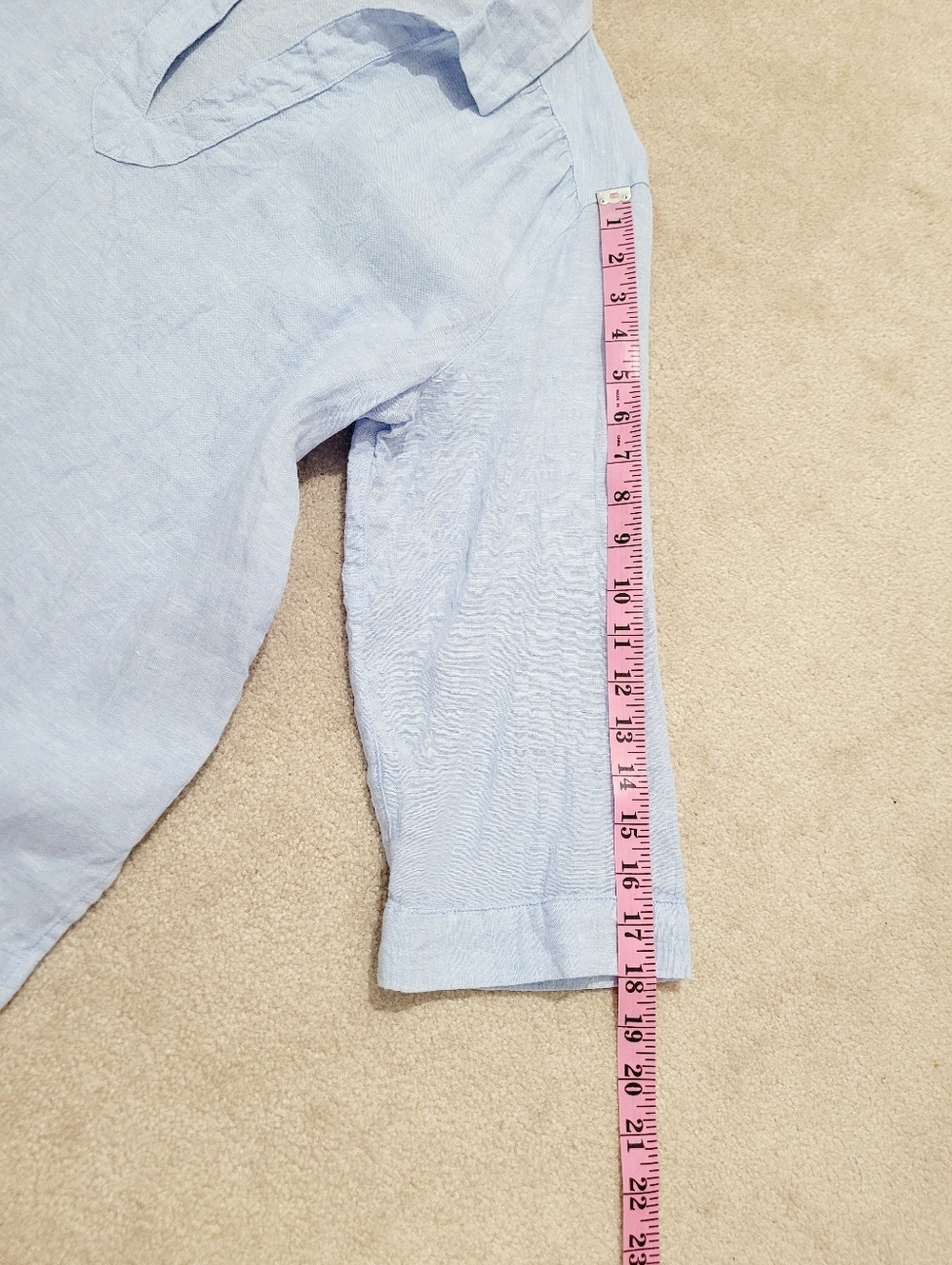 Sigrid Olsen 100% Linen Tunic Top Women Large Blue Popover Beach Coastal Boho - Picture 11 of 14